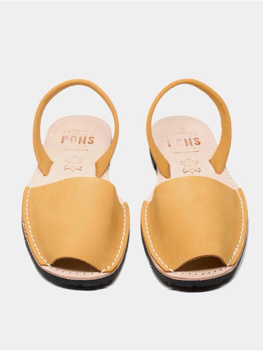 PONS Mustard Leather Slingback Espadrilles